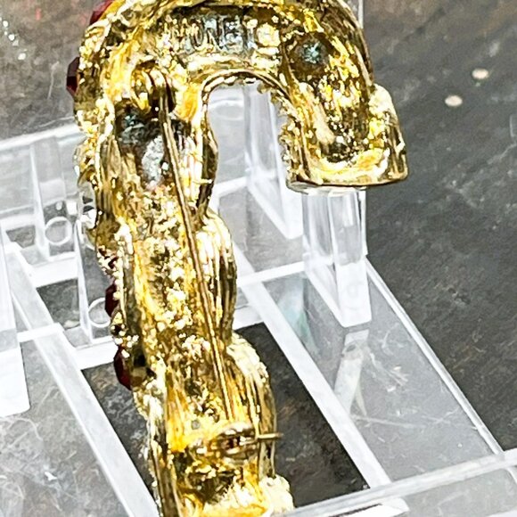 Vintage Signed Monet Sparkling Rhinestone Candy Cane Christmas Brooch Pin - Picture 7 of 10